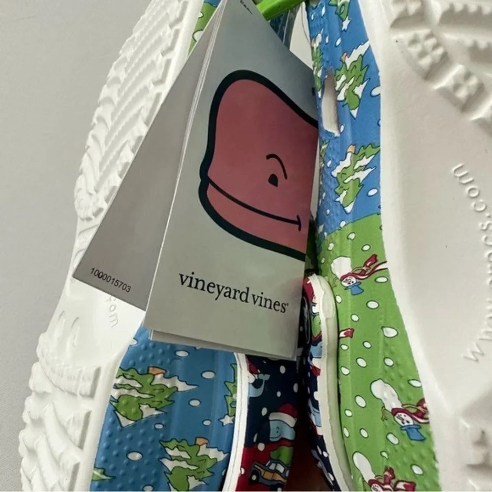 CROCS Vineyard Vines HOLIDAY PATCHWORK CLOGS Size 4 Kids